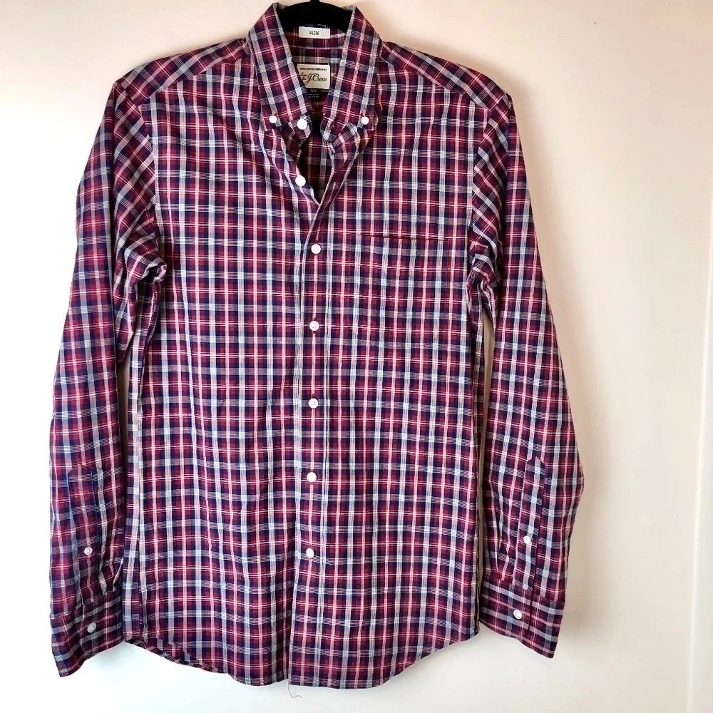 J.Crew | Red Plaid Button Down Shirt XS